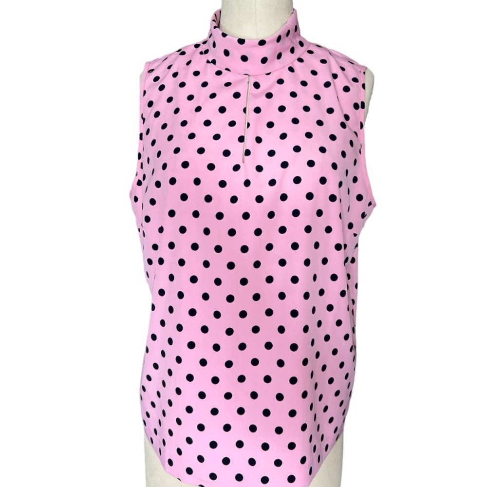 Kasper Polka Dot High Neck Sleeveless Blouse size 12 - Picture 2 of 15